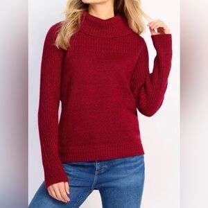 NWT Lety & Me Stitch Fix Exclusive Textured Cowl Neck Sweater Red Sz L MSRP $59